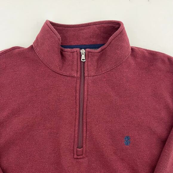 IZOD Mens XL 1/4 Zip Pullover Sweater Maroon Advantage Performance Stretch Logo - Picture 2 of 10